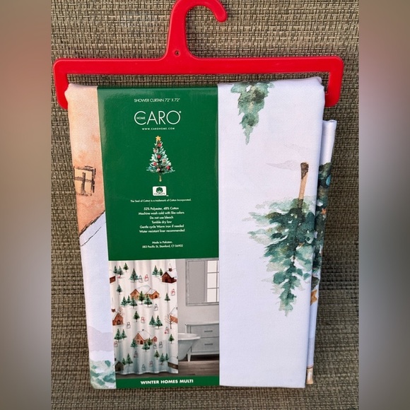 Elrene Home Fashions Santa CARO Merry Christmas Evergreens Farmhouse Polyester Cotton Fabric Shower Curtain